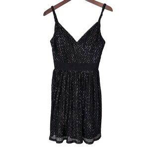 City Studio Mini Dress Sz 9 Black Silver‎ Whimsygoth Glitter Baby Doll Y2K Hoco